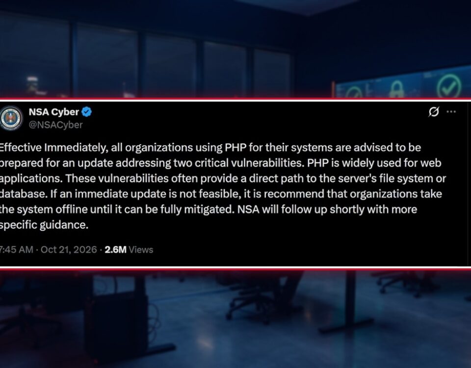 The NSA Cyber advisory on the PHP2Shell vulnerabilities, October 21, 2026
